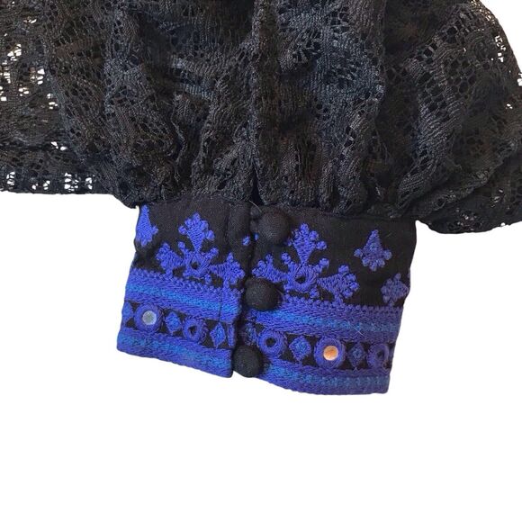 Free‎ People Black Lace Balloon Long Sleeve Boogie All Night Womens Size S Boho - Picture 4 of 9